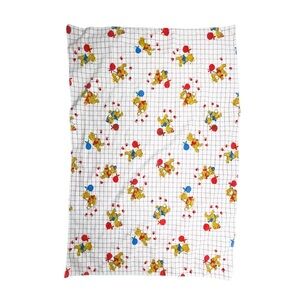 Vintage Dundee Baby Receiving Blanket Teddy Bear Grid Print 39x26 USA Cotton